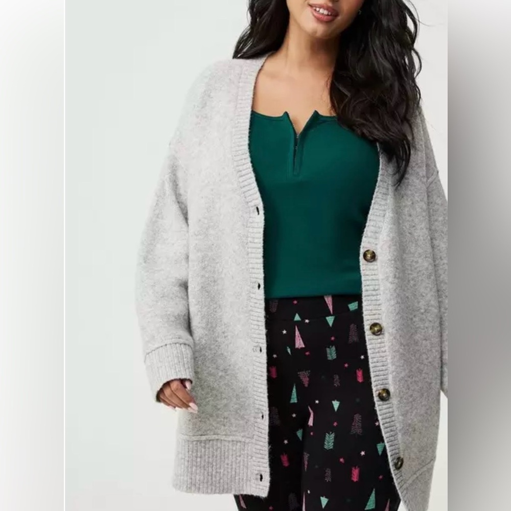 torrid Light Gray Button Front Cozy Cardigan - image 1
